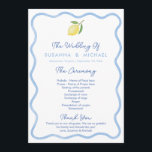 Boho Pale Blue Wavy Border Lemons Wedding Program<br><div class="desc">This relaxed and airy wedding program design features a trendy boho hand drawn wavy light blue border with a single watercolor lemon on each page.</div>