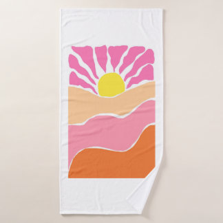 Boho pale pink and orange sunset  bath towel