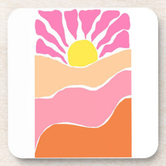 Boho pale pink and orange sunset  beverage coaster