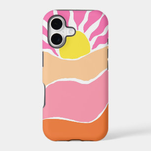 Boho pale pink and orange sunset iPhone 17 case