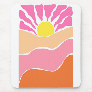 Boho pale pink and orange sunset  mouse pad