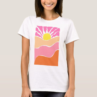 Boho pale pink and orange sunset  T-Shirt