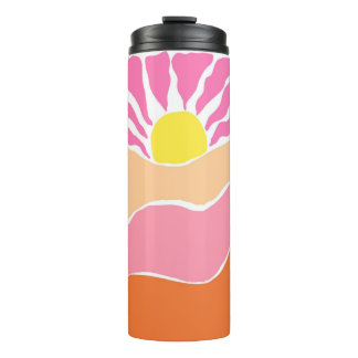 Boho pale pink and orange sunset  thermal tumbler