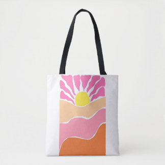 Boho pale pink and orange sunset  tote bag
