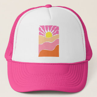 Boho pale pink and orange sunset  trucker hat