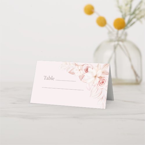 Boho Pale Pink Floral Wedding Place Card