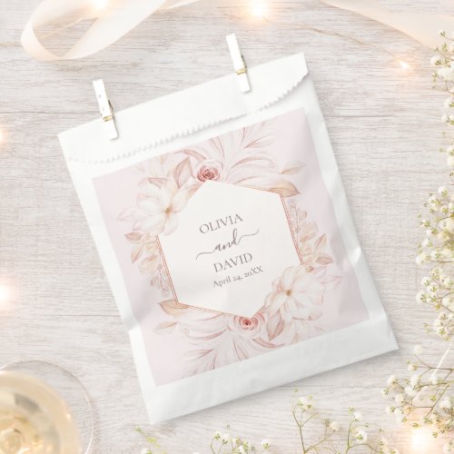 Boho Pale Pink Roses Wedding Napkins Favor Bag