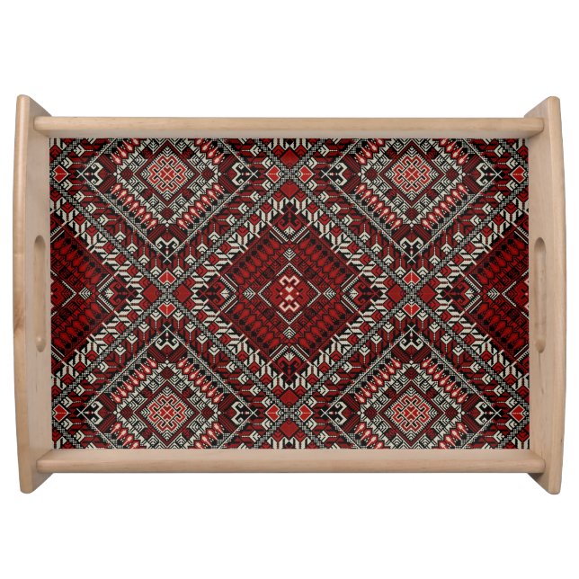 Boho Palestinian Tray- Bohemian Tatreez Serving Tray (Front)