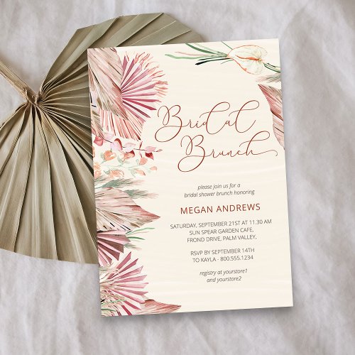 Boho Palm Dried Tropical Foliage Bridal Brunch Invitation