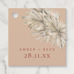 Boho Palm Foliage Terracotta Blush Modern Arch Fav Favor Tags