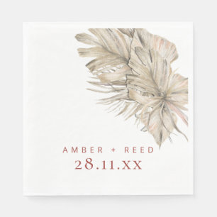 Boho Palm Foliage Terracotta Rust Modern Arch Napkins