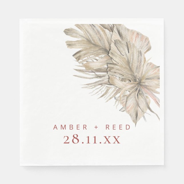 Boho Palm Foliage Terracotta Rust Modern Arch Napkins (Front)