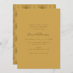 Boho Palm Leaf Botanical Yellow Bridal Shower Invitation