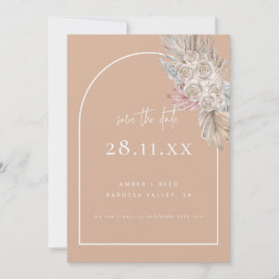 Boho Palm Leaf Floral Blush Modern Arch Save The Date