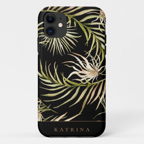 Boho Palm Leaf Pattern Black Case_Mate iPho iPhone 11 Case