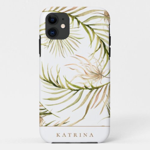 Boho Palm Leaf Pattern White Case_Mate iPhone 11 Case