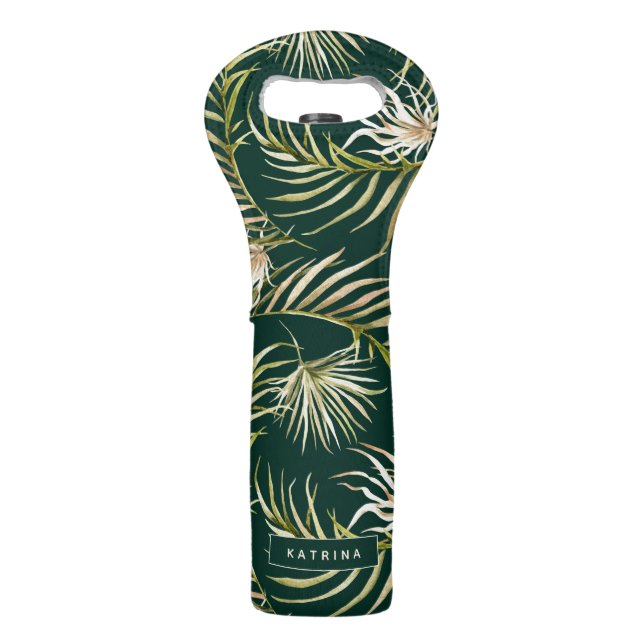 Boho Palm Leaf Pattern Wine Bag (Front)