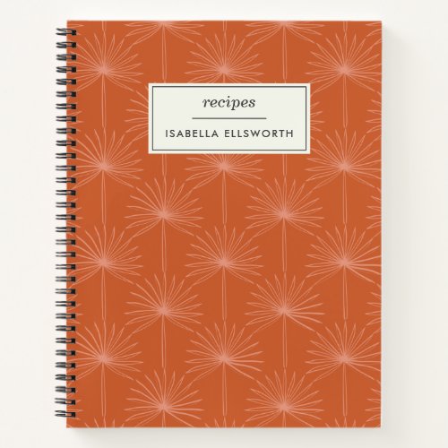 Boho Palm Leaf Rust Botanical Personalized Recipe Notebook