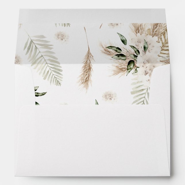 Boho Palm Pampas & Beige Floral Envelope (Back (Bottom))