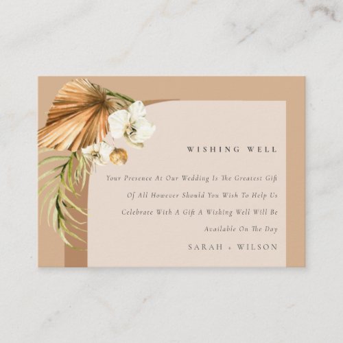 Boho Palm Rust Floral Arch Wedding Wishing Well Enclosure Card
