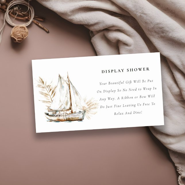 Boho Palm Sailboat Display Shower Baby Shower Enclosure Card (Creator Uploaded)