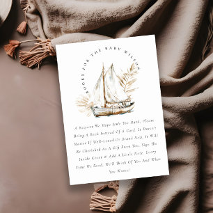 Boho Palm Sailboat Seascape Books For Baby Shower Enclosure Card