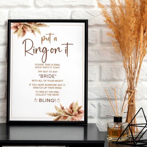 Boho Pampa Grass  Ring Game Bridal Shower Sign