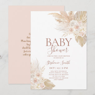 Boho Pampas Baby Shower Girl Invitation