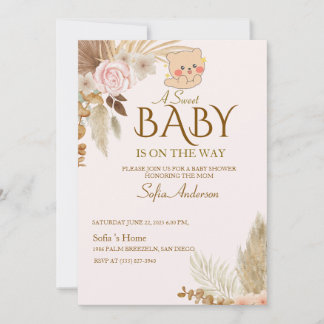 Boho Pampas Baby Shower Invitation