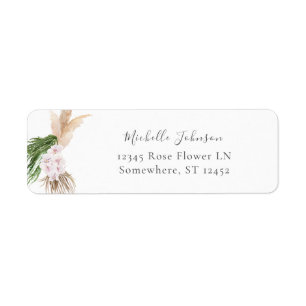 Boho Pampas Beach Floral 2 Return Address Label