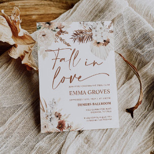 Boho Pampas Bridal Shower Fall in Love  Invitation