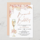Boho Pampas Brunch Bubbly Bridal Shower Invitation (Front/Back)