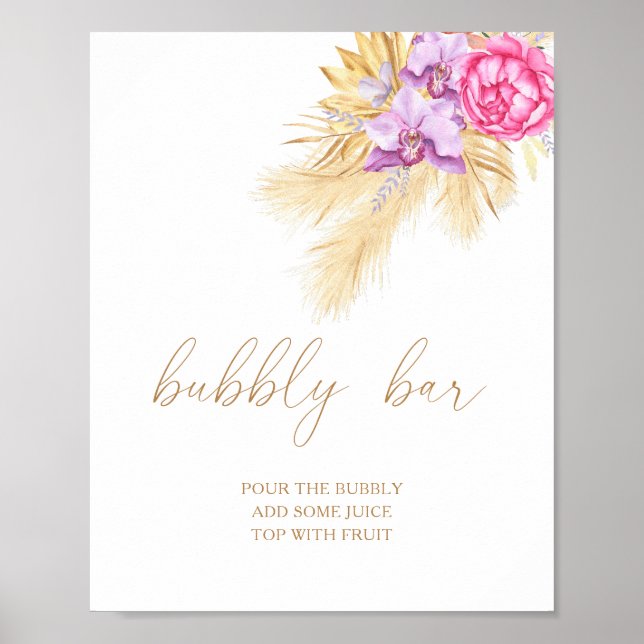 Boho pampas - bubbly bar poster (Front)