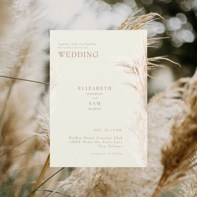 Boho Pampas Cream Together with Wedding Invitation (Creator Uploaded)