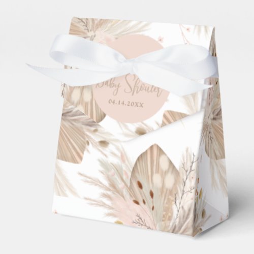 Boho pampas dried grass watercolor pattern baby favor boxes