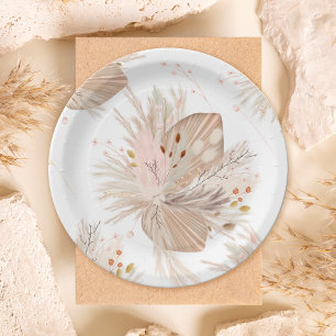 Boho pampas dried grass watercolor pattern desert paper plates