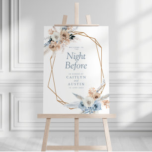 boho pampas dusty blue rehearsal wedding sign