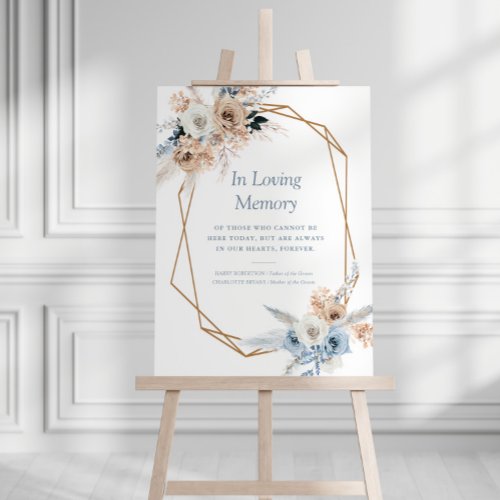 boho pampas dusty blue wedding memorial sign