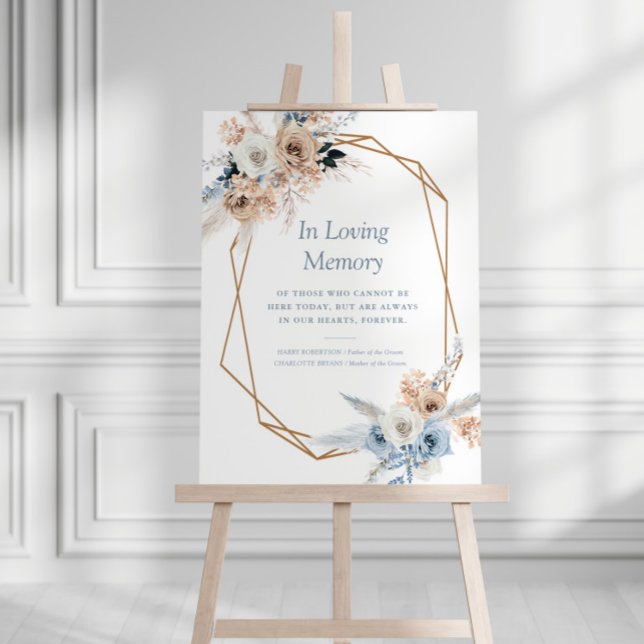 boho pampas dusty blue wedding memorial sign (Creator Uploaded)