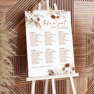 Boho Pampas Floral 6 Tables Seating Chart Sign 
