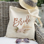 Boho Pampas Floral Bride Tote Bag<br><div class="desc">Check out 400 popular styles of wedding tote bags from the "Wedding Tote Bags" collection of our shop! Click “Edit Design” will allow you to customize further. You can change the font size, font color and more! wedding tote bags, tote bags wedding, rustic tote bags, boho tote bags, name, personalized...</div>