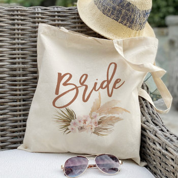 Boho Pampas Floral Bride Tote Bag by Precious_Presents at Zazzle