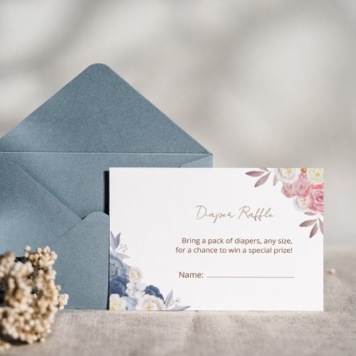 Boho Pampas Floral Diaper Raffle Baby shower  Note Card