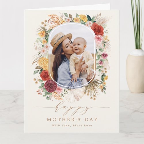 Boho Pampas Floral Happy Mothers Day Card