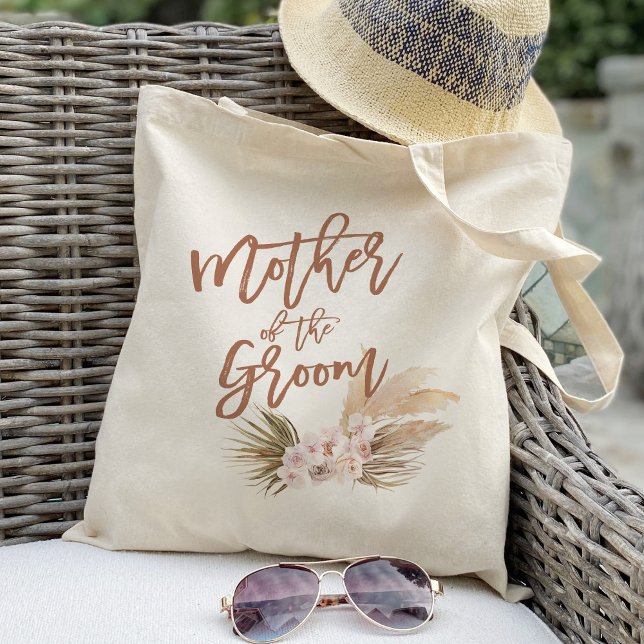 Boho Pampas Floral Mother of the Groom Tote Bag (Creator Uploaded)