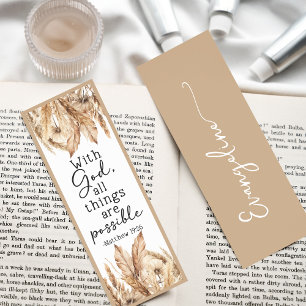 Boho Pampas Floral Religious Bible Verse Custom Bookmarks