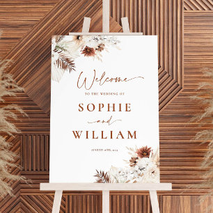 Boho Pampas Floral Wedding Welcome Sign