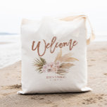 Boho Pampas Floral Wedding Welcome Tote Bag<br><div class="desc">Click “Personalize this template” will allow you to customize further. You can change the font size, font color and more! Be sure to check out 1000 matching items in our shop♥ wedding tote bags, tote bags wedding, floral tote bags, rustic floral, rustic tote bags, name, personalized tote bags, shopping tote...</div>