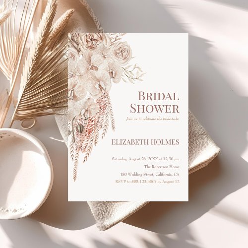 Boho Pampas Garden Bridal Shower Invitation