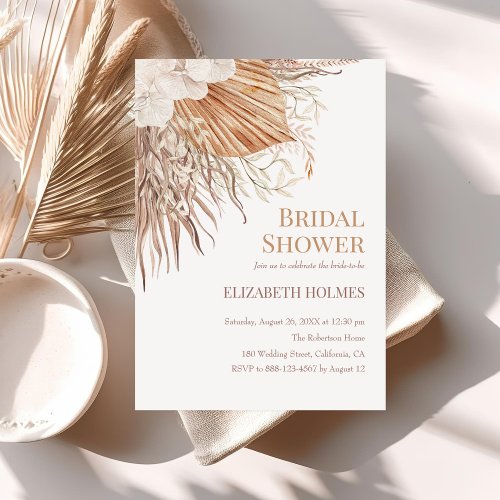 Boho Pampas Garden Bridal Shower Invitation
